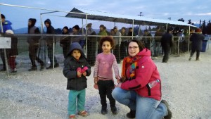 Esther in kamp Idomeni februari 2016