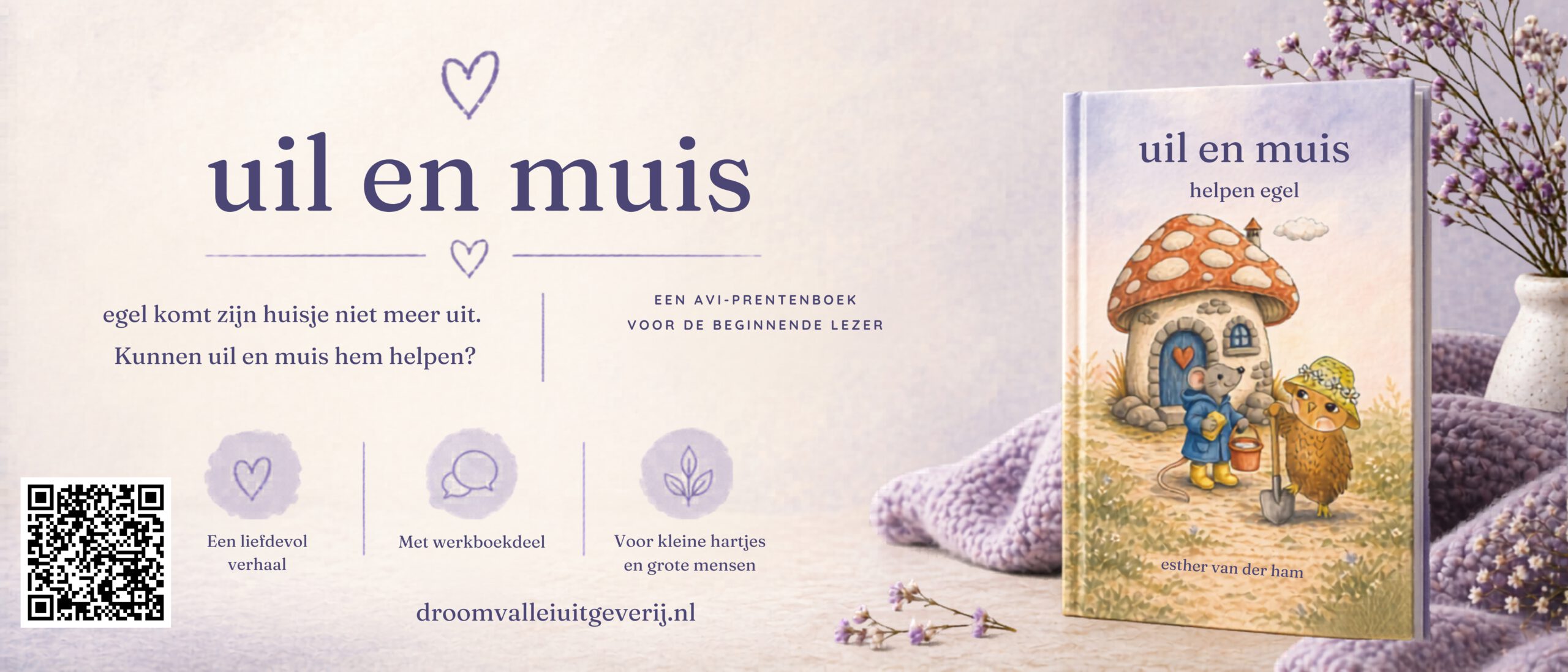 Promotiebeeld voor het AVI-prentenboek Uil en Muis van Esther van der Ham